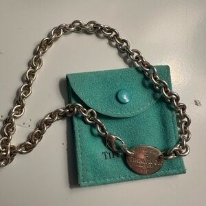 Return to Tiffany & Co. Silver 925 Oval Tag Choker Necklace